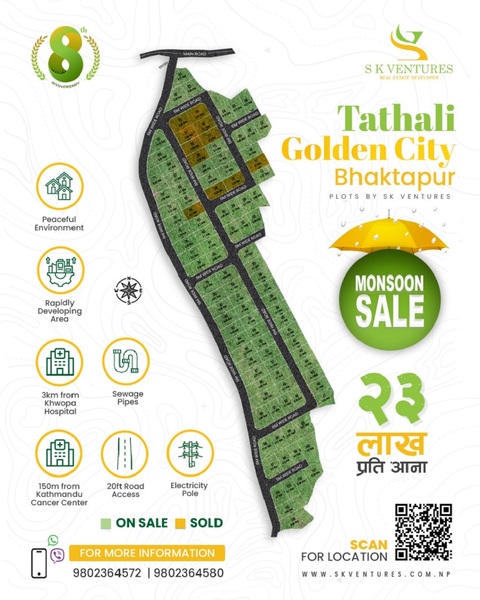 Residential and Commercial Plotted land For Sale at Tathali, Bhaktapur 